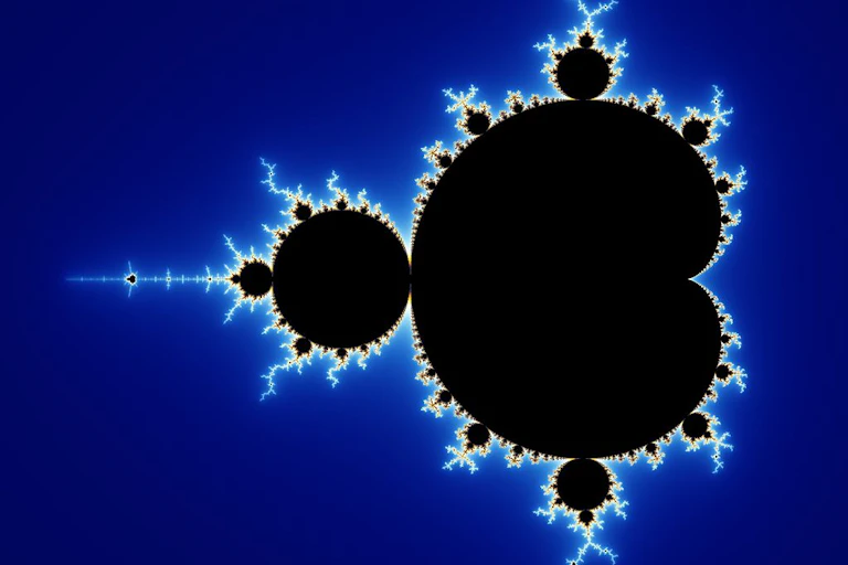 Image d'une fractale : zoomer sur les parties de l'image montre des détails qui sont identiques (mais en plus petit) à la forme globale