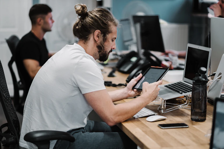 Man sitting at desk