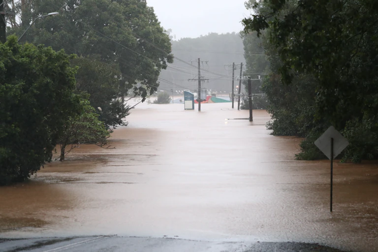 Flooded street in Lismore