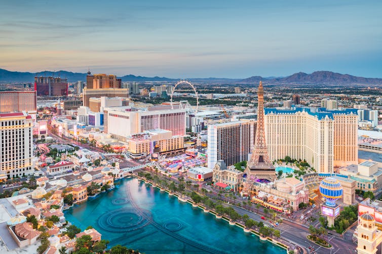 A bird's eye view of downtown Las Vegas.