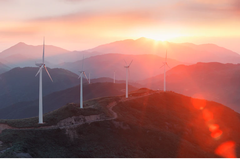 Turbines on mountains