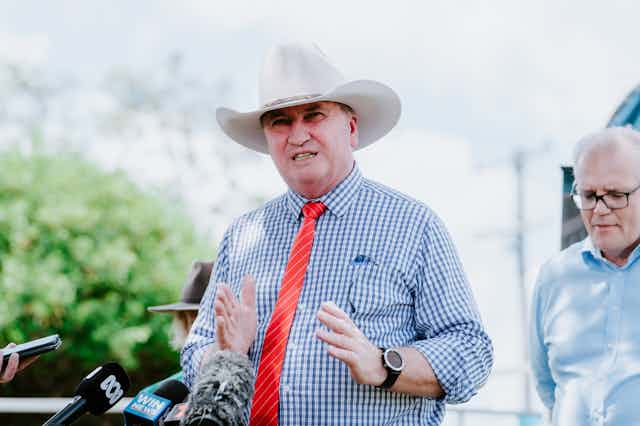 Deputy Prime Minister Barnaby Joyce speaks to the media in Rockhampton, Queensland