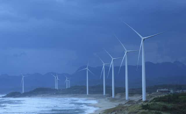 Wind turbines on the coast