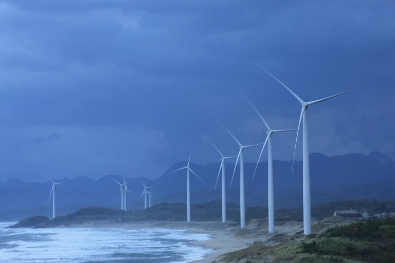 Wind turbines on the coast
