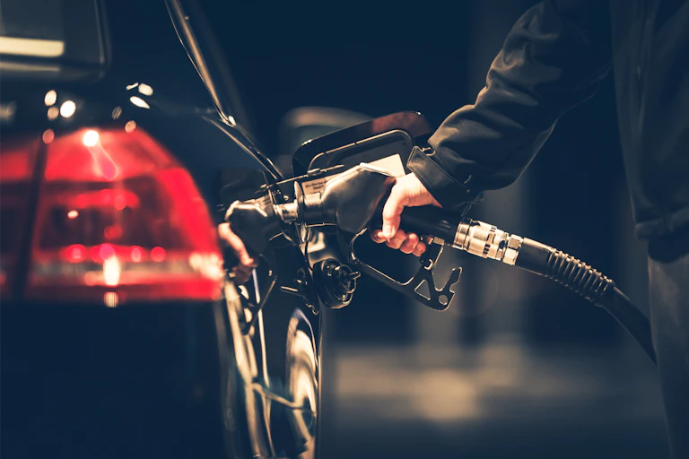 Car and petrol pump