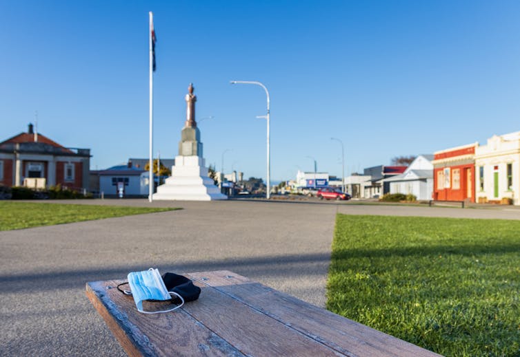 An empty town square during lockdown in New Zealand