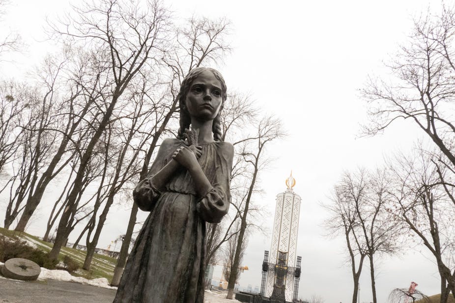 Status of a little girl which is the holodomor memorial in Kyiv