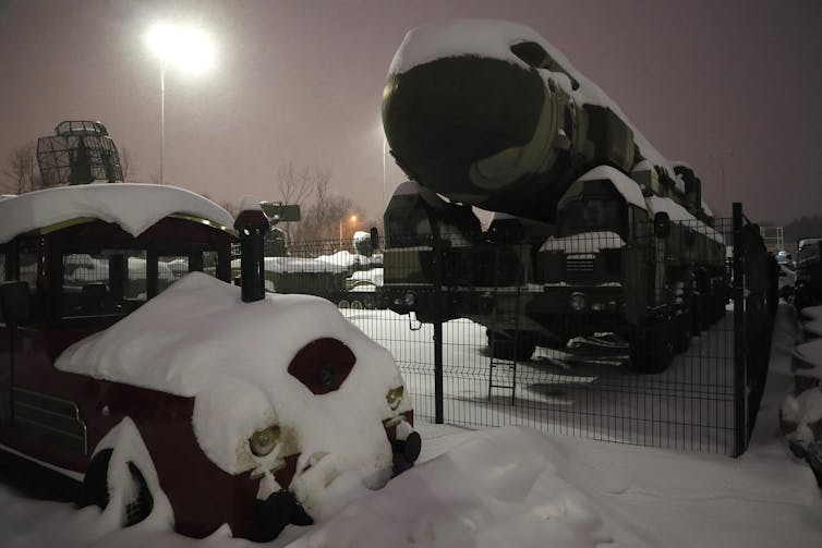 Russian nuclear missile in the snow in Moscow, December 2021.
