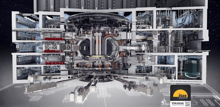 A drawing of a reactor with many rooms surrounding it.