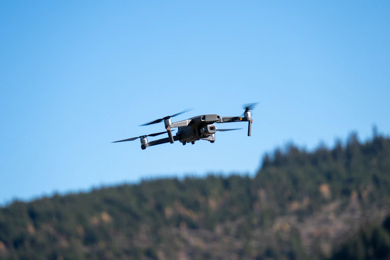 A drone flying in the sky.
