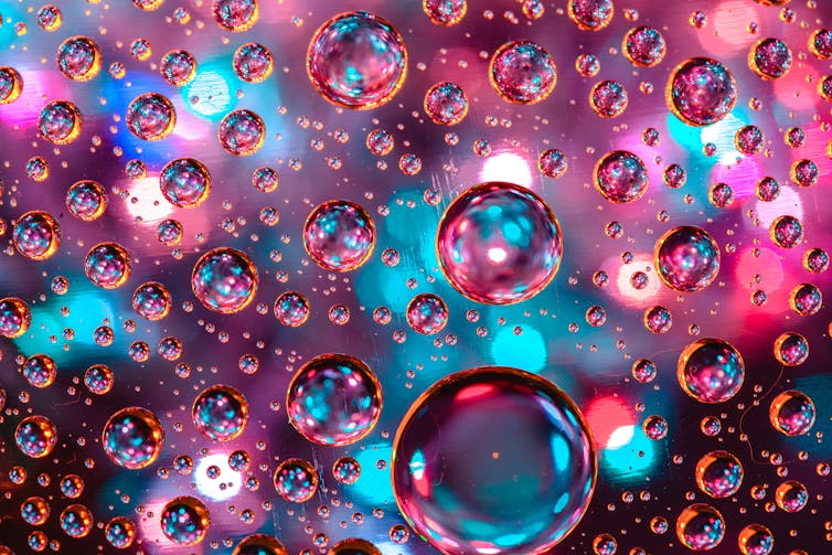 Pink and blue bubbles