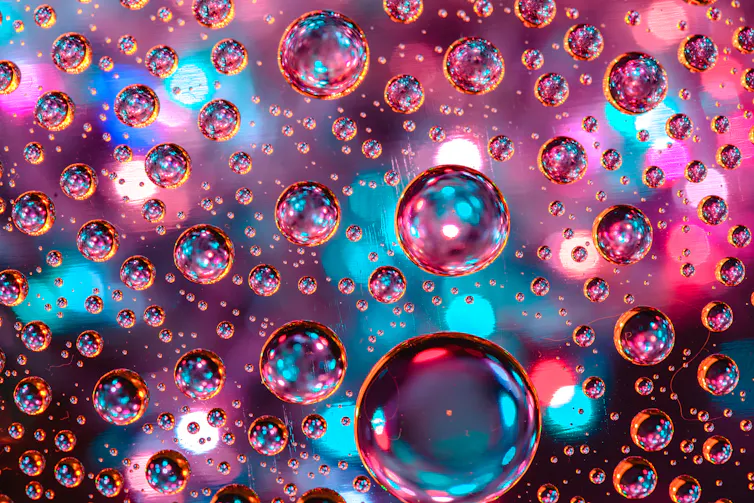 Pink and blue bubbles