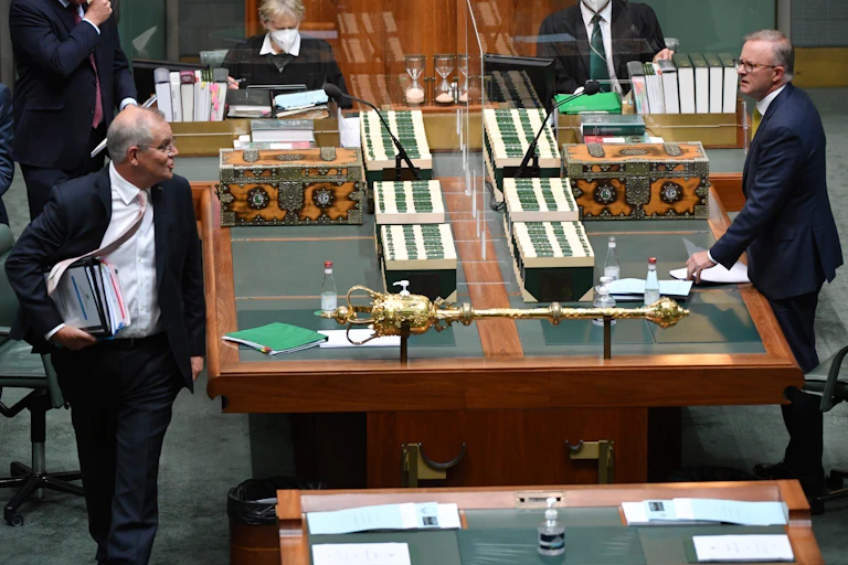Scott Morrison and Anthony Albanese in Parliament