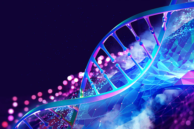 Illustration of a double-helix DNA molecule.