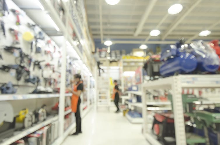 Blurred picture of an electrical shop