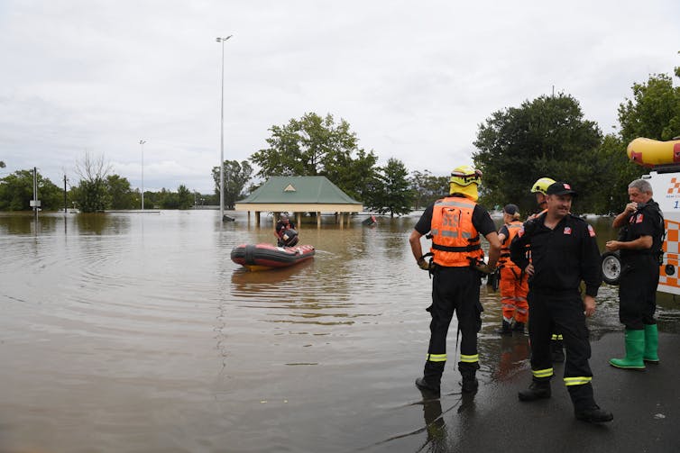 SES volunteers launch rescue boat