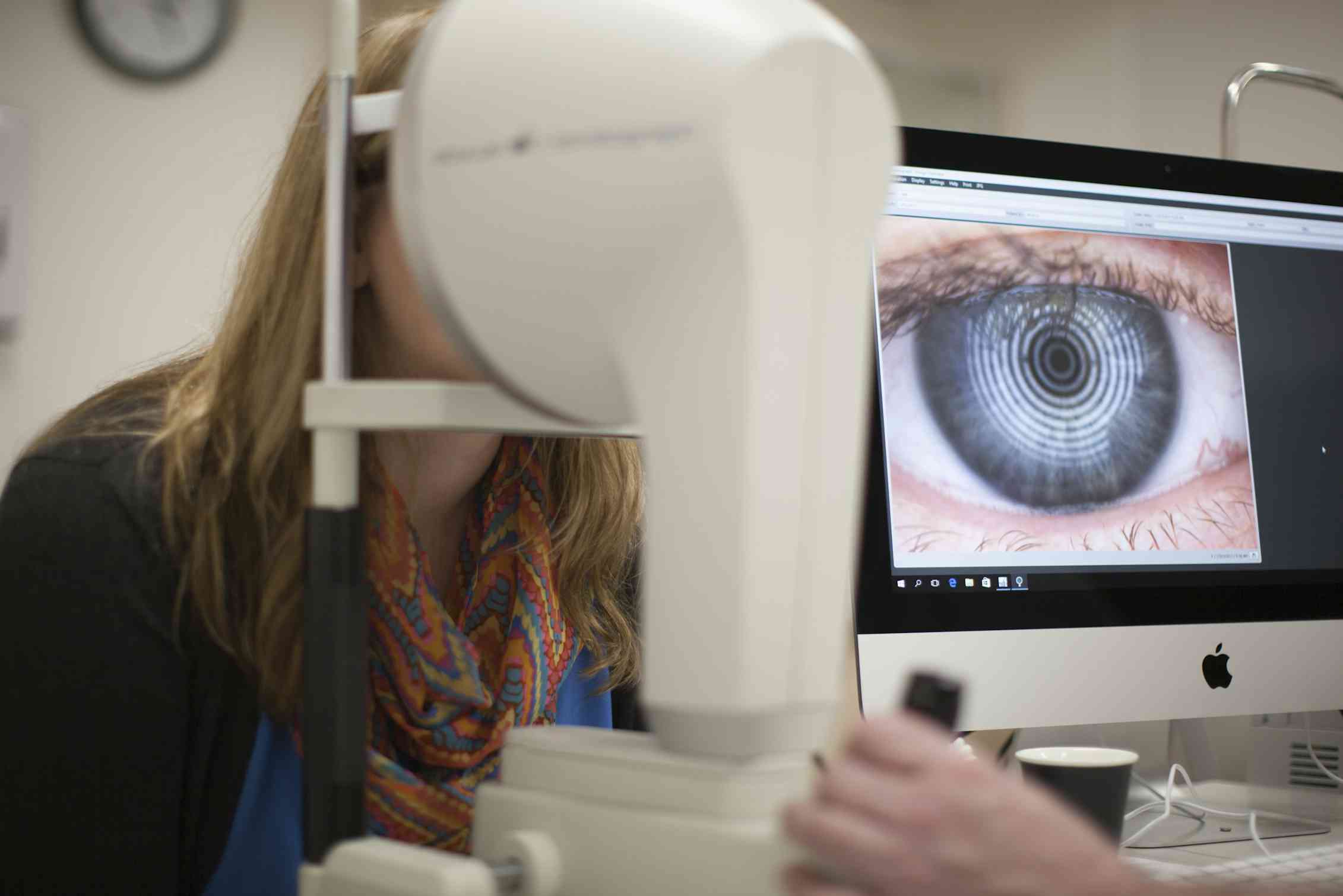 A study participants undergoes an eye examination to test the health of optic nerves and the eye’s surface.