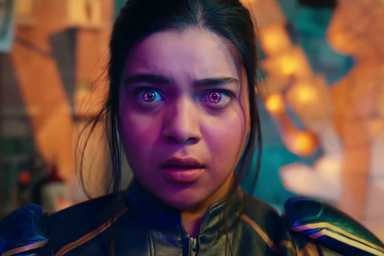 A young girl with glowing eyes.