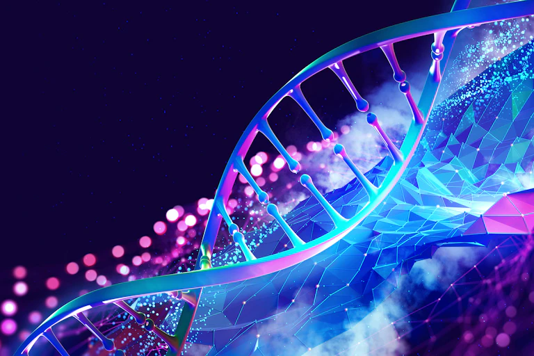 Vue 3D d'une hélice d'ADN
