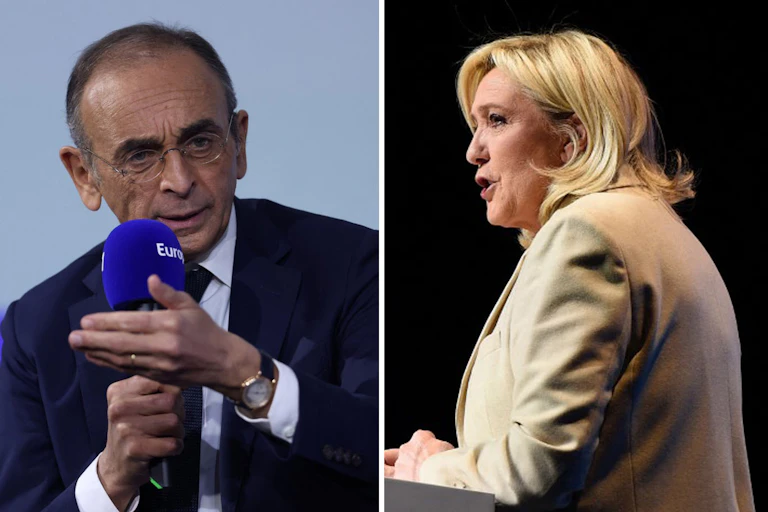 French presidential candidates Eric Zemmour and Marine Le Pen.