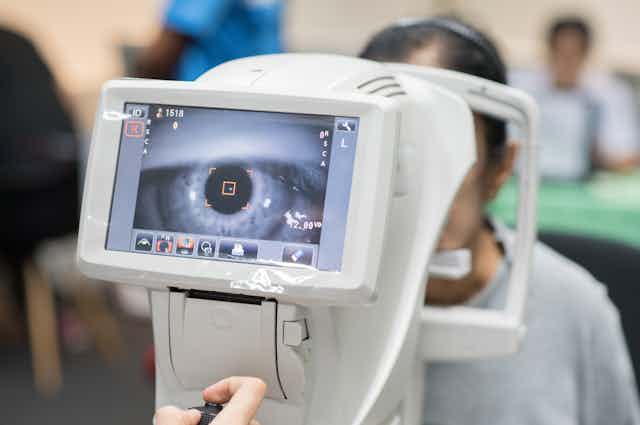 eye test equipment in use