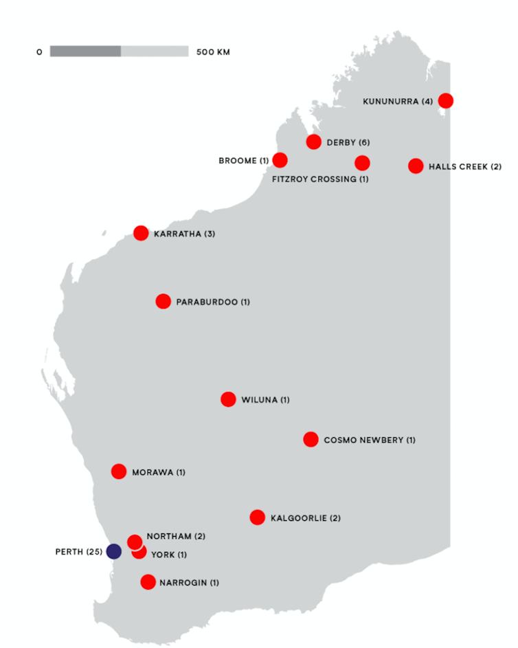 map of WA with dot identifiers