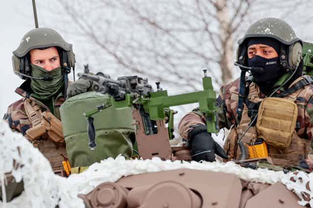 Two Nato soldiers on exercise in Norway, March 2022.