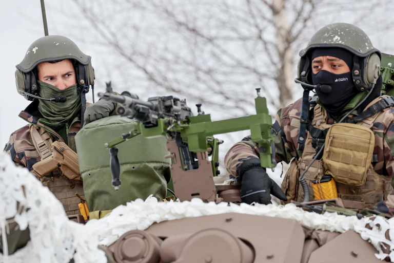 Two Nato soldiers on exercise in Norway, March 2022.