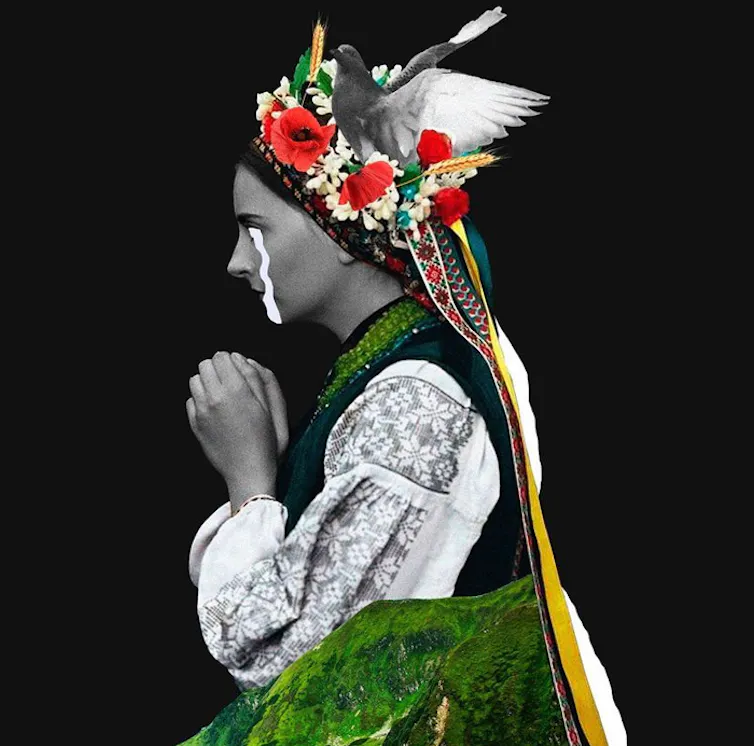 Iryna Sokur propose une série de collages de symboles traditionnels ukrainiens afin de soutenir son pays -- Untitled 2022