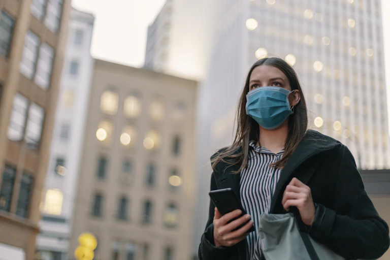 Woman wearing a mask