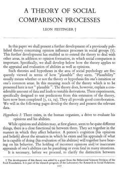 Leon Festinger's 1954 paper, 