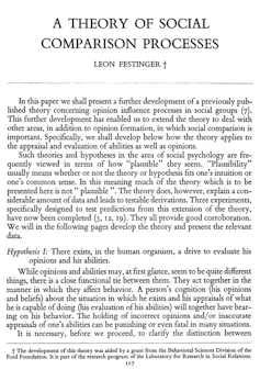 Leon Festinger's 1954 paper,