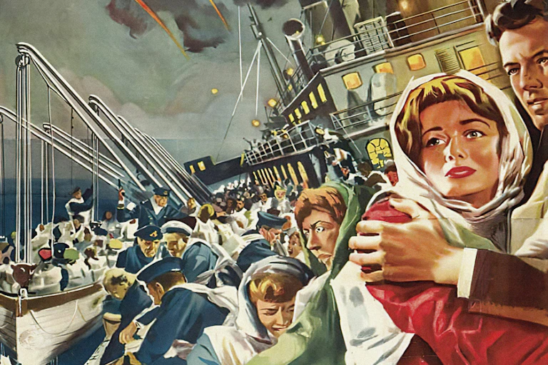 Movie poster of the Titanic sinking.