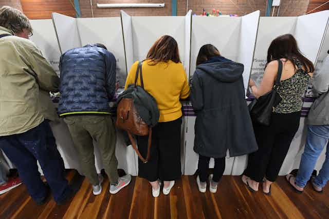 Australians at a polling booth.