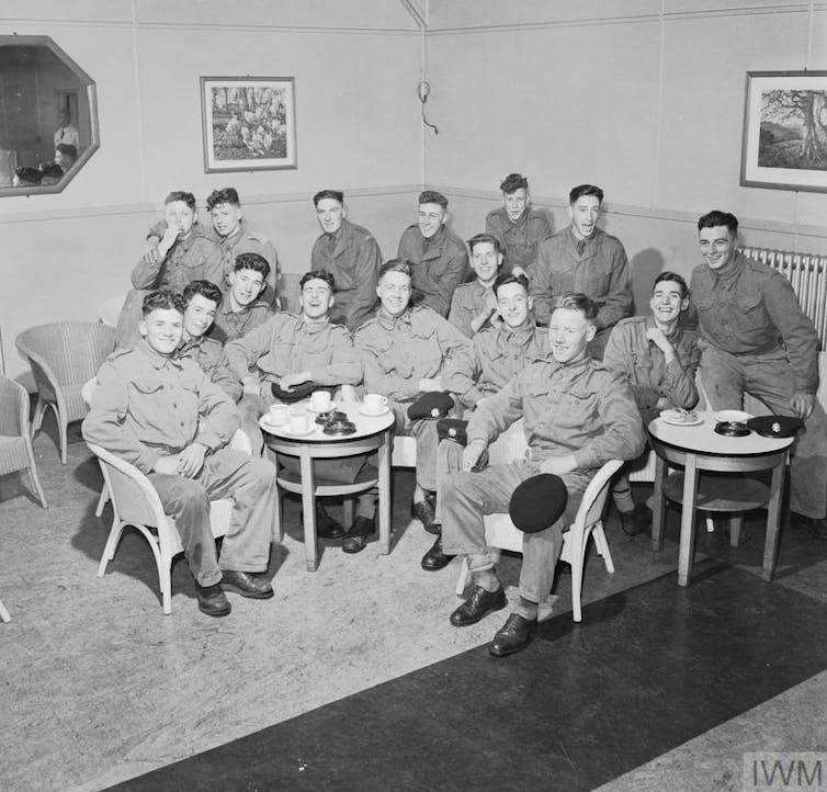 National service recruits relaxing and laughing off duty