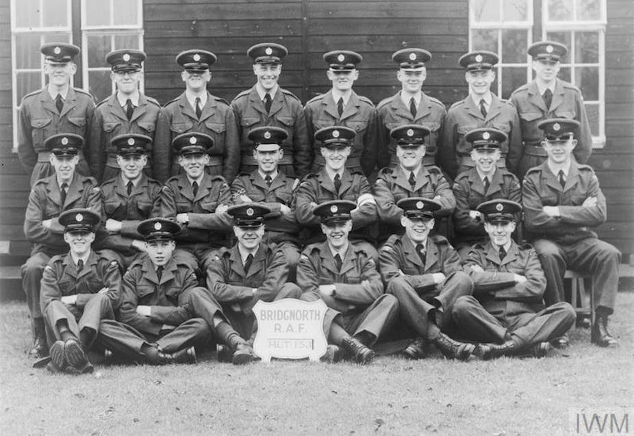 National Service RAF recruits post for a formal group photo