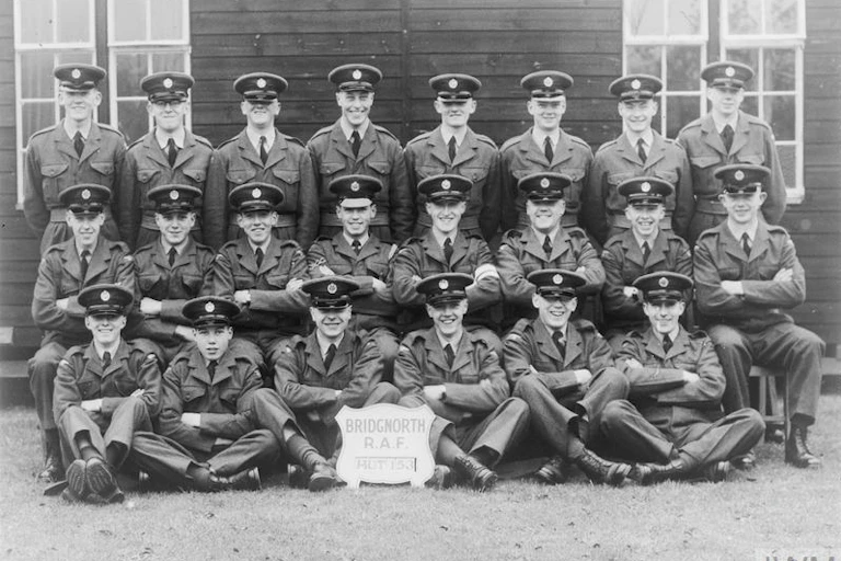National Service RAF recruits post for a formal group photo