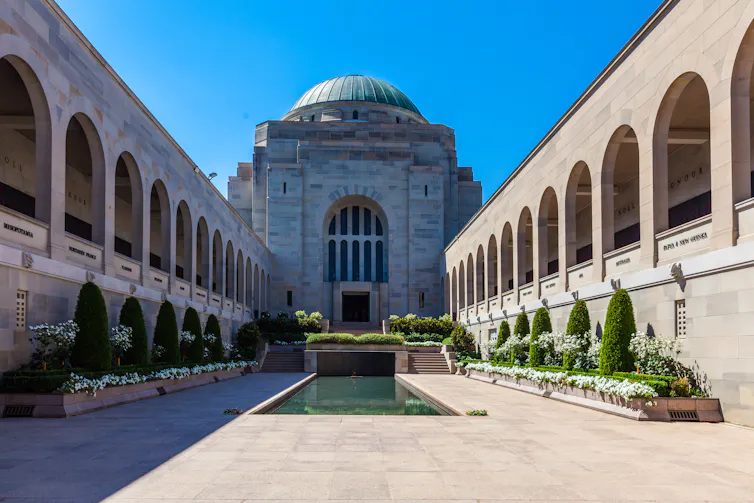 The view from the entry of the Australian War Memorial in Canberra