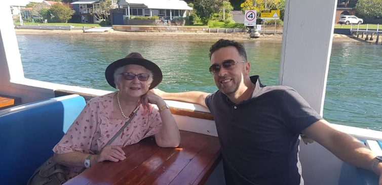 The author with his grandmother on her 90th birthday.