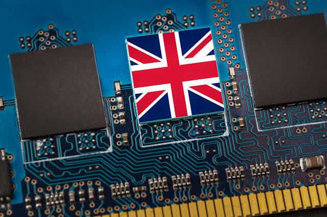 UK flag within a circuit board.