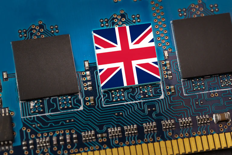 UK flag within a circuit board.