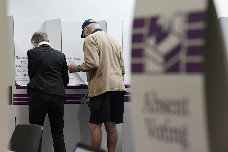 older couple voting