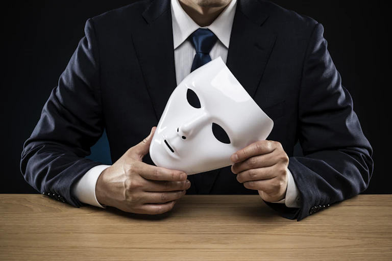 a man holding a mask