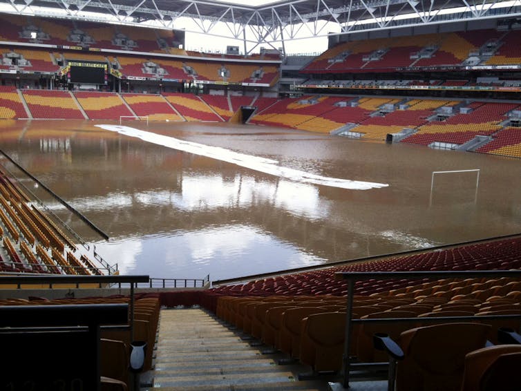 Brisbane's Suncorp Stadium, flooded on Friday Jan 14 2011.