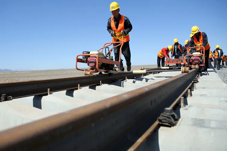 Rail workers in China