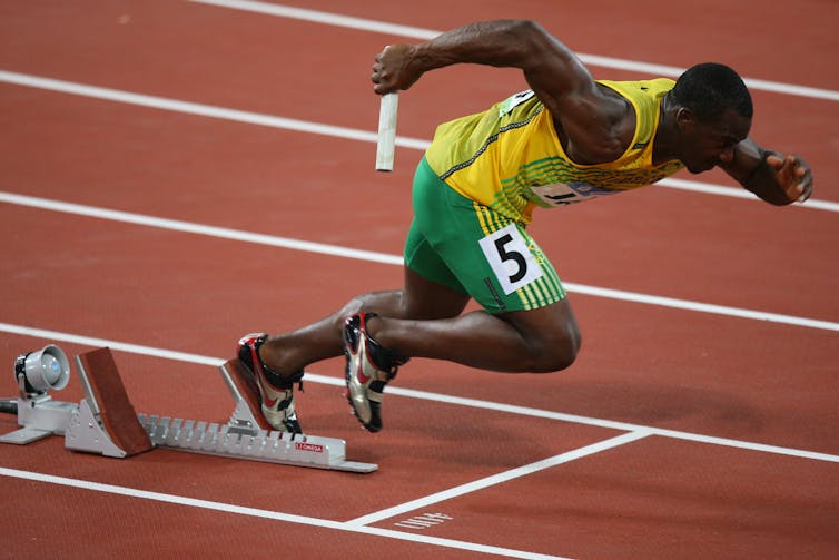 Usain Bolt on the running track