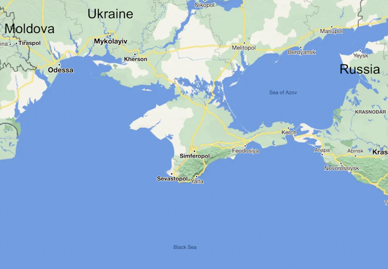 Map of Black Sea and Sea of Azov