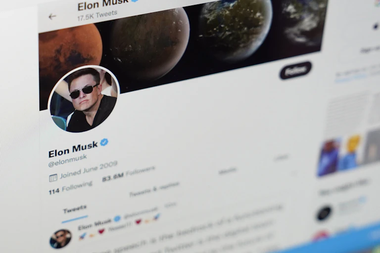 Elon Musk's Twitter account page