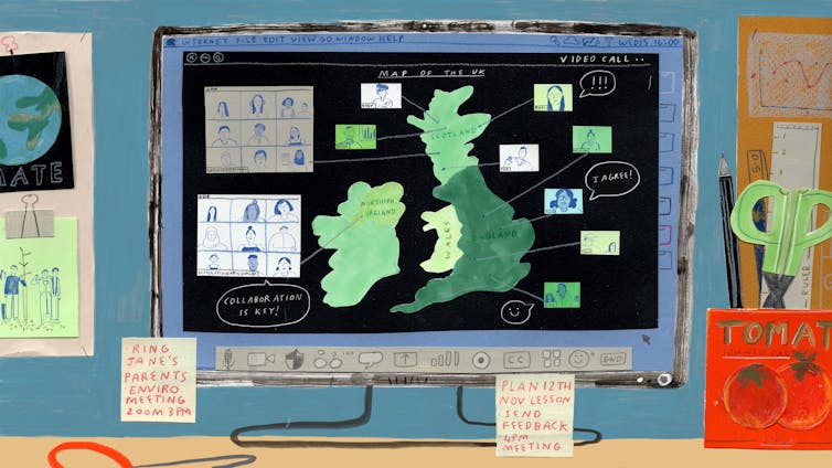 Illustrated annotated map of UK