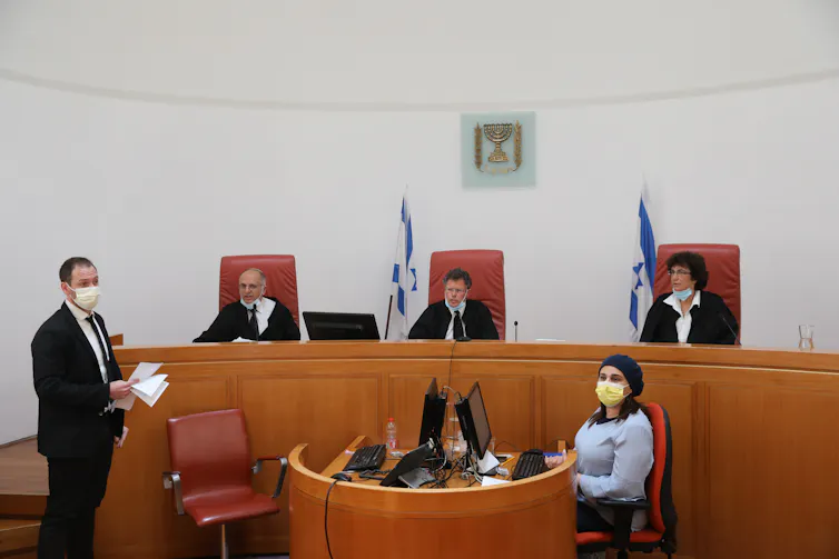 Israeli Judges during a discussion at the Israeli Supreme Court in East in Jerusalem, Israel, 02 August 2021